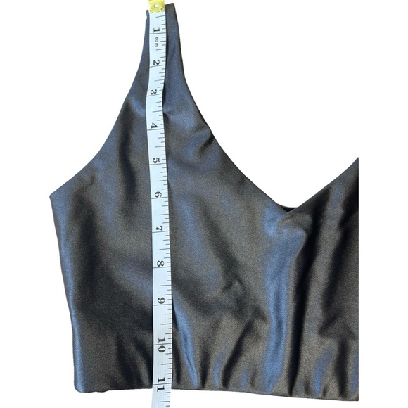 EMILY HSU GUNMETAL SHIMMER METALLIC V CROP TOP BRA SMALL URBAN ACTIVEWEAR - Picture 9 of 11